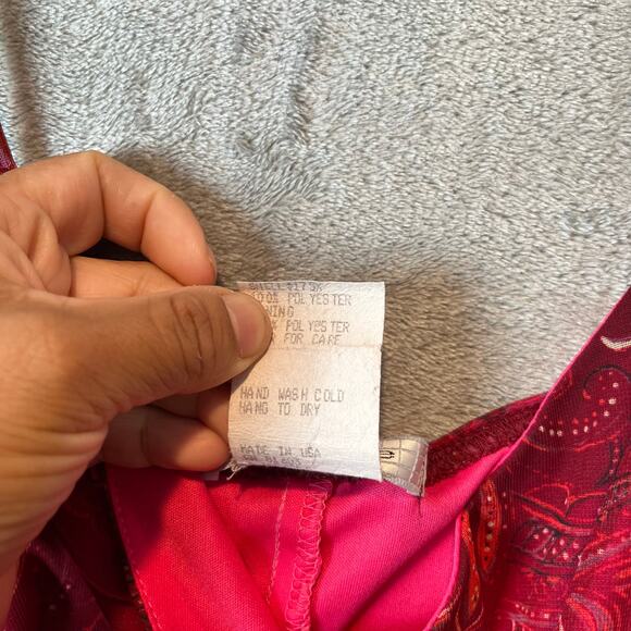 Y2K Vintage Red Bandana Print Mesh Slip Dress Boho Floral Festival Beaded Small - Picture 5 of 7